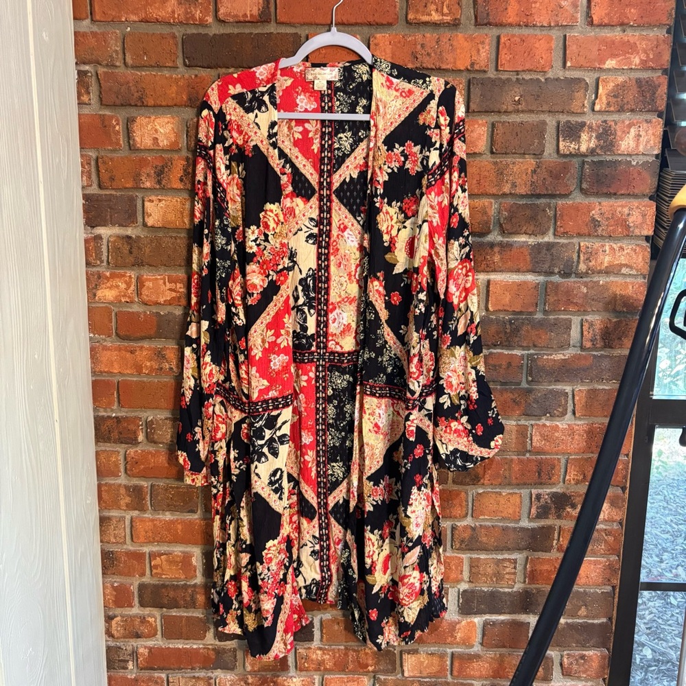 B.O.G  Collective womens high hopes long sleeve boho festival kimono black M/L